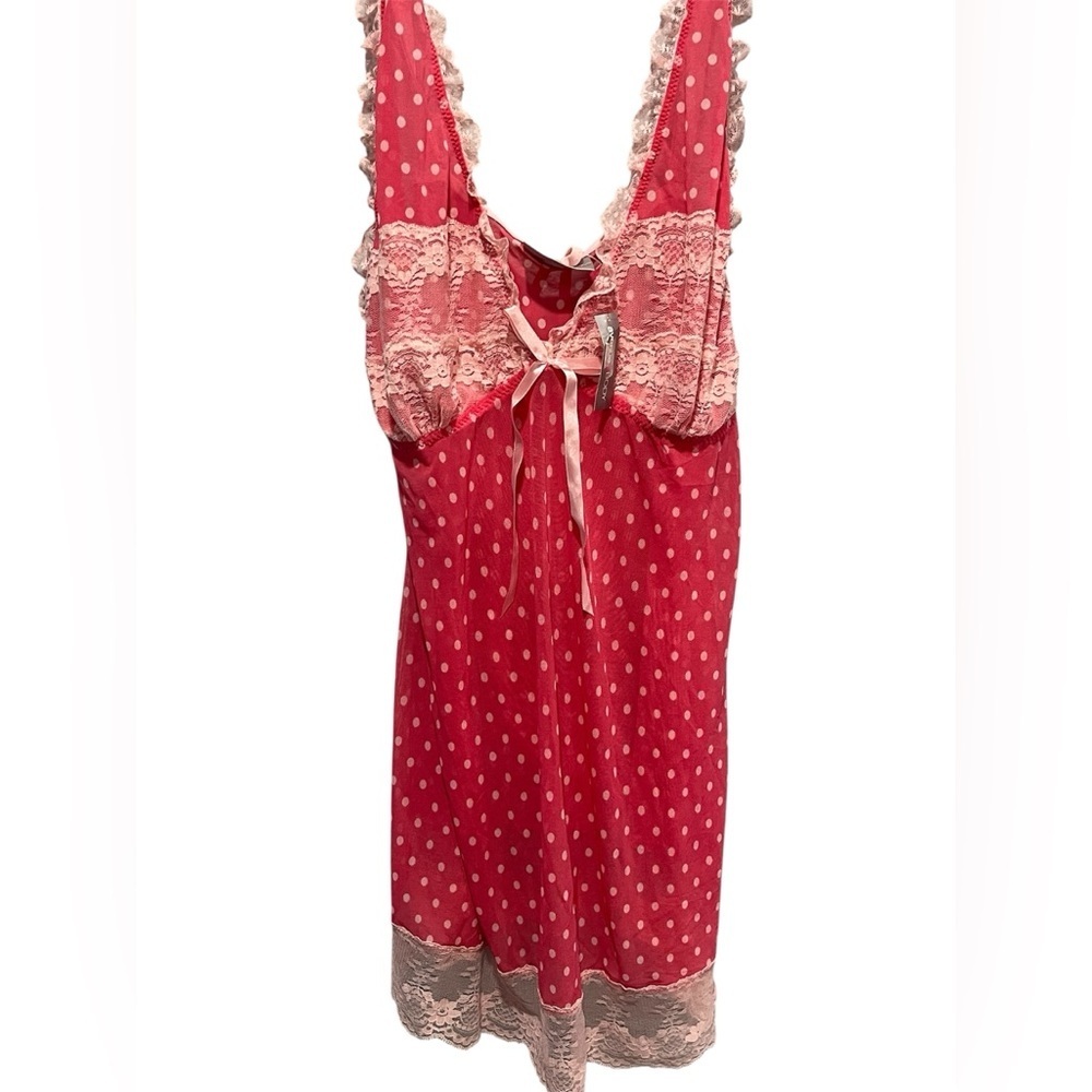 Avenue Hot Pink Polka Dot 2 piece Lace Baby Doll with bottom NWT 2X/3X